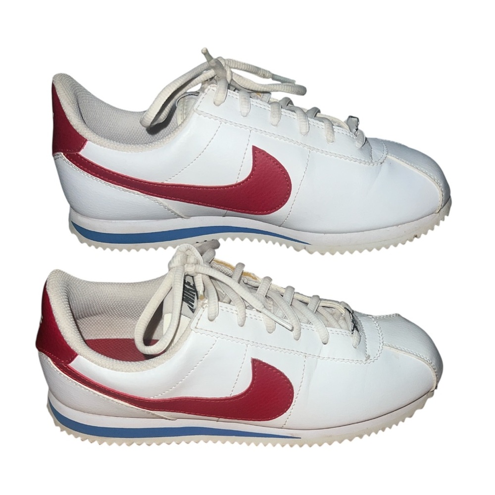 Nike Women's White and Red Sneakers with Blue Accents - Picture 1 of 5